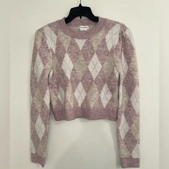 Lovers & Friends CASEY LUREX ARGYLE SWEATER sz S#H2 - Picture 3 of 6